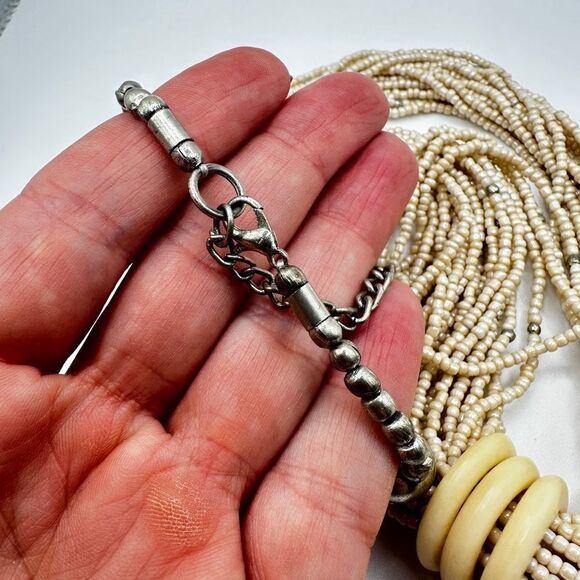 Multi strand glass seed bead and bone/horn pendant! - Picture 5 of 7